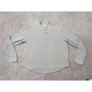 Boys Lie Henley Shirt Mens XL OSO Gray Long Sleeve Retro Biker Stunt Back Print